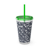 Music Notes Design 03 on Tumbler with Straw - 16oz, Perfect for Music Lovers