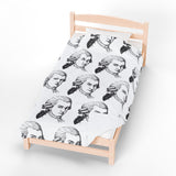 Mozart Sketch Design on Velveteen Plush Blanket for Music Lovers