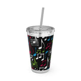 Music Notes Design 04 on Tumbler with Straw - 16oz, Perfect for Music Lovers