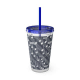 Music Notes Design 03 on Tumbler with Straw - 16oz, Perfect for Music Lovers
