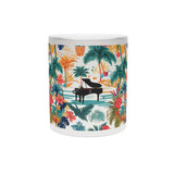 Tropical Piano Metallic Mug (Silver / Gold) 11 oz beautiful piano keyboard design