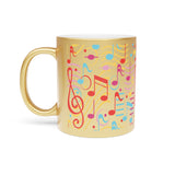 Musical Notes Design 01 on Metallic Mug (Silver / Gold) 11 oz Beautiful Design For Music Lovers