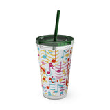 Music Notes Design 01 on Tumbler with Straw - 16oz, Perfect for Music Lovers