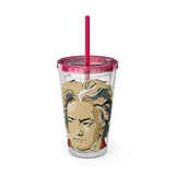 Beethoven Design 02 on Tumbler with Straw - 16oz, Perfect for Music Lovers