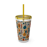 Sunsplash Musical Instruments Design 01 on Tumbler with Straw - 16oz, Perfect for Music Lovers
