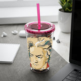 Beethoven Design 02 on Tumbler with Straw - 16oz, Perfect for Music Lovers