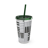 Piano Keys Design 01 on Tumbler with Straw - 16oz, Perfect for Music Lovers