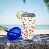Music Notes Design 01 on Tumbler with Straw - 16oz, Perfect for Music Lovers