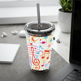 Music Notes Design 01 on Tumbler with Straw - 16oz, Perfect for Music Lovers