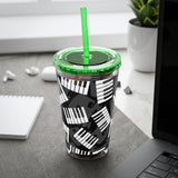 Piano Keys Design 03 on Tumbler with Straw - 16oz, Perfect for Music Lovers