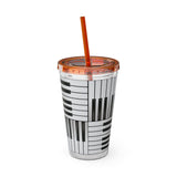 Piano Keys Design 01 on Tumbler with Straw - 16oz, Perfect for Music Lovers