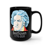 Beethoven 1770-2020 Image on Black Mug 15oz