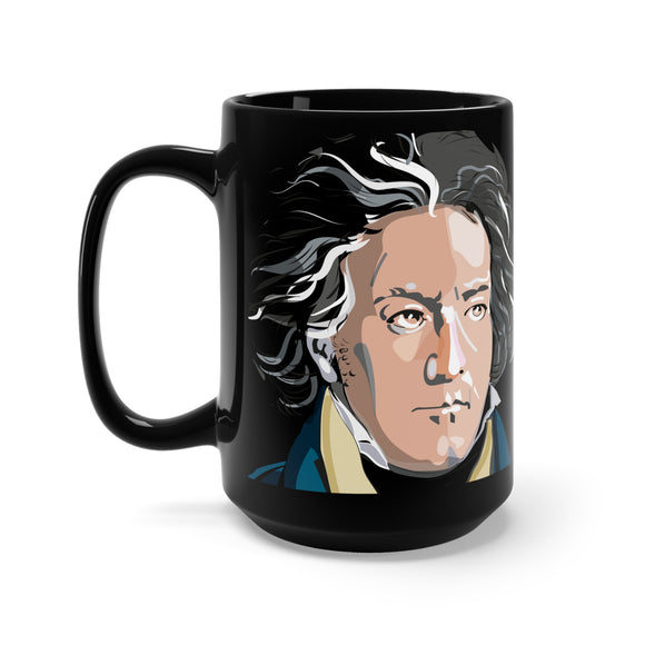 Beethoven Image 7 on Black Mug 15oz