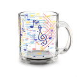 Music Notes Design 02 on Glass Mug - 10oz Coffee Cup for Music Lovers