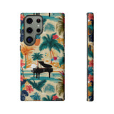 Tropical Piano Samsung Galaxy Phone Case - Floral Design for Music Lovers