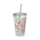 Music Notes Design 01 on Tumbler with Straw - 16oz, Perfect for Music Lovers