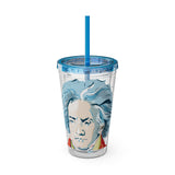 Beethoven Design 01 on Tumbler with Straw - 16oz, Perfect for Music Lovers