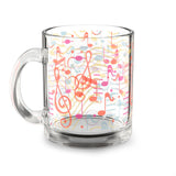 Music Notes Design 01 on Glass Mug - 10oz Coffee Cup for Music Lovers
