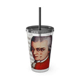 Mozart and Manuscript Design on Tumbler with Straw - 16oz, Perfect for Music Lovers
