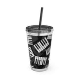 Piano Keys Design 03 on Tumbler with Straw - 16oz, Perfect for Music Lovers