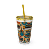 Sunsplash Musical Instruments Design 02 on Tumbler with Straw - 16oz, Perfect for Music Lovers