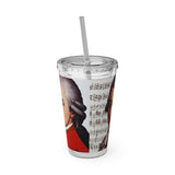 Mozart and Manuscript Design on Tumbler with Straw - 16oz, Perfect for Music Lovers