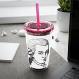 Mozart Sketch Design on Tumbler with Straw - 16oz, Perfect for Music Lovers