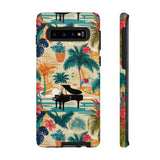 Tropical Piano Samsung Galaxy Phone Case - Floral Design for Music Lovers