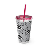 Piano Keys Design 04 on Tumbler with Straw - 16oz, Perfect for Music Lovers