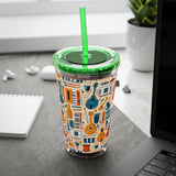Sunsplash Musical Instruments Design 01 on Tumbler with Straw - 16oz, Perfect for Music Lovers