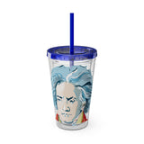 Beethoven Design 01 on Tumbler with Straw - 16oz, Perfect for Music Lovers
