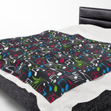 Music Notes Design 04 on Velveteen Plush Blanket for Music Lovers