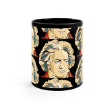 Beethoven Pattern 3 on Black mug 11oz