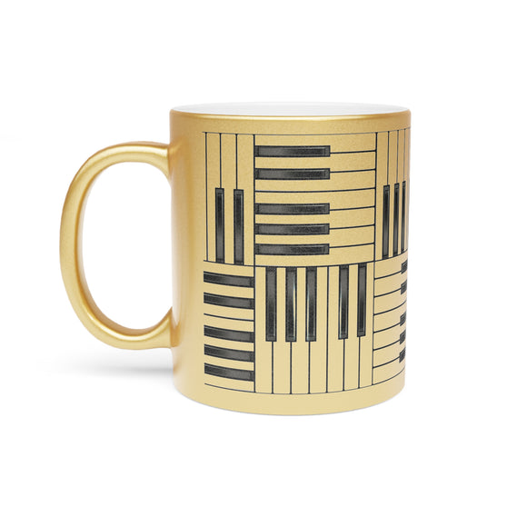 Piano Keys Design 01 on Metallic Mug (Silver / Gold) 11 oz Beautiful Design For Music Lovers