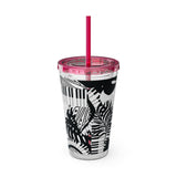 Piano Keys Design 02 on Tumbler with Straw - 16oz, Perfect for Music Lovers