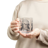 Mozart Sketch Design on Glass Mug - 10oz Coffee Cup for Music Lovers