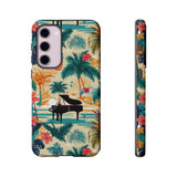 Tropical Piano Samsung Galaxy Phone Case - Floral Design for Music Lovers