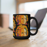 Beethoven Pattern 4 on Black Mug 15oz