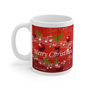 Merry Christmas Musical Notes Design on a Mug 11oz