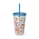 Music Notes Design 01 on Tumbler with Straw - 16oz, Perfect for Music Lovers
