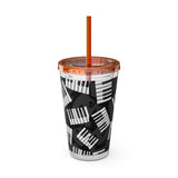 Piano Keys Design 03 on Tumbler with Straw - 16oz, Perfect for Music Lovers
