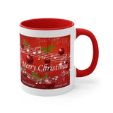 Merry Christmas Musical Notes Design on an Accent Coffee Mug, 11oz