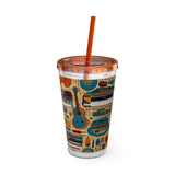 Sunsplash Musical Instruments Design 02 on Tumbler with Straw - 16oz, Perfect for Music Lovers