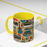 Musical Instruments Design 02 on Accent Coffee Mug - Beautiful Design for Music Lovers