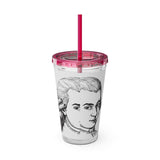 Mozart Sketch Design on Tumbler with Straw - 16oz, Perfect for Music Lovers