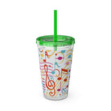 Music Notes Design 01 on Tumbler with Straw - 16oz, Perfect for Music Lovers
