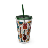 Sunsplash Musical Instruments Design 03 on Tumbler with Straw - 16oz, Perfect for Music Lovers