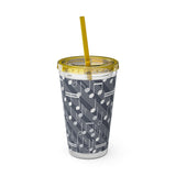 Music Notes Design 03 on Tumbler with Straw - 16oz, Perfect for Music Lovers