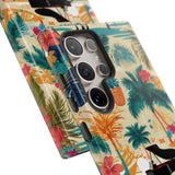 Tropical Piano Samsung Galaxy Phone Case - Floral Design for Music Lovers