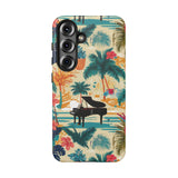 Tropical Piano Samsung Galaxy Phone Case - Floral Design for Music Lovers